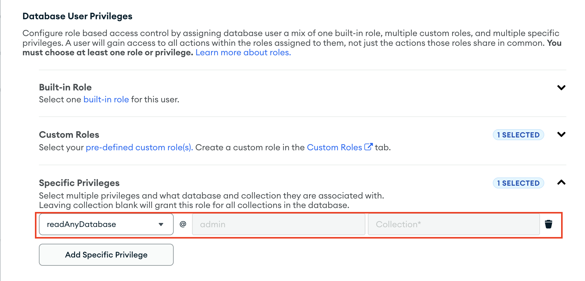 Read Database Privileges